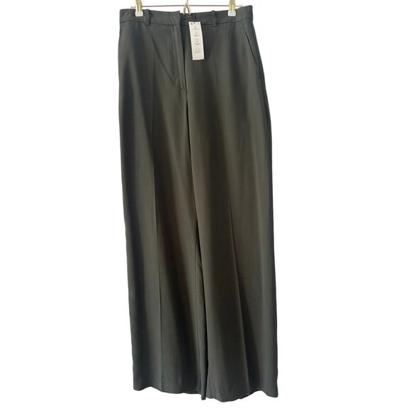 Zara Womens Size L Wide Leg Pants Olive Green  NWT - Picture 1 of 10